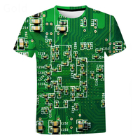 Elektroniczny Chip koszulka hiphopowa mężczyźni kobiety 3D maszyna drukowane T-shirt w za dużym rozmiarze Harajuku styl lato z krótkim rękawem Tee topy 3